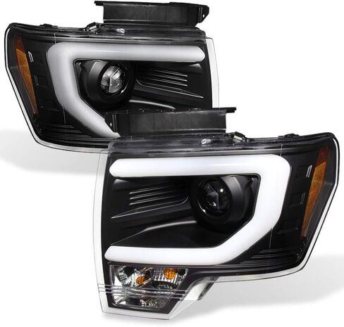 ACANII - For 2013-2014 Ford F150 LED DRL Tube D3S HID Black Housing Projector Headlights Headlamps, Driver & Passenger in Kuwait