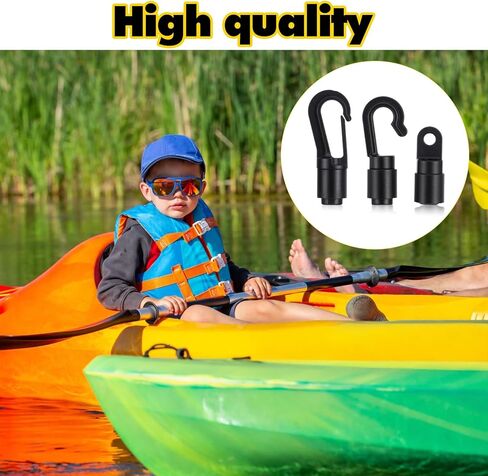 120 Pcs Bungee Shock Cord Hooks, 3 Type Plastic Terminal Ends Hook for 1/4 Inch to 5/16 Inch Cord, S Open, Bendy and Straight Hooks for Kayak, Marine, Camping in Kuwait