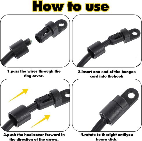 120 Pcs Bungee Shock Cord Hooks, 3 Type Plastic Terminal Ends Hook for 1/4 Inch to 5/16 Inch Cord, S Open, Bendy and Straight Hooks for Kayak, Marine, Camping in Kuwait