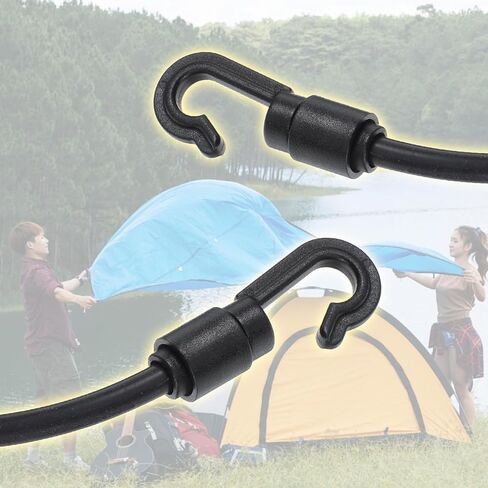 120 Pcs Bungee Shock Cord Hooks, 3 Type Plastic Terminal Ends Hook for 1/4 Inch to 5/16 Inch Cord, S Open, Bendy and Straight Hooks for Kayak, Marine, Camping in Kuwait