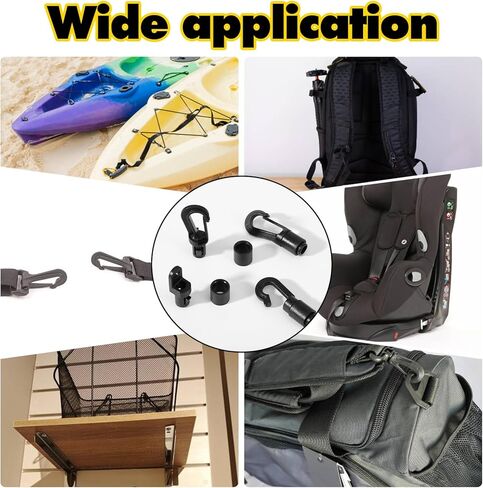 120 Pcs Bungee Shock Cord Hooks, 3 Type Plastic Terminal Ends Hook for 1/4 Inch to 5/16 Inch Cord, S Open, Bendy and Straight Hooks for Kayak, Marine, Camping in Kuwait