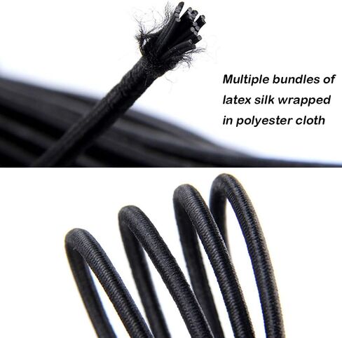 20 PCS Plastic Cord Locks & 50 ft Elastic Bungee Cord, SourceTon 10 PCS Single-Hole, 10 PCS Double-Hole ABS Spring Toggles with 5/32" Elastic Shock Cord for Backpacks, Luggage (Black) in Kuwait