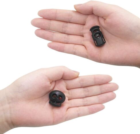 20 PCS Plastic Cord Locks & 50 ft Elastic Bungee Cord, SourceTon 10 PCS Single-Hole, 10 PCS Double-Hole ABS Spring Toggles with 5/32" Elastic Shock Cord for Backpacks, Luggage (Black) in Kuwait