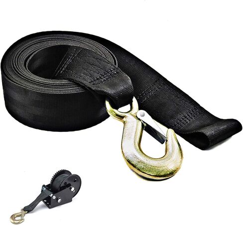 حزام ونش شديد التحمل، أشرطة سحب مع نهاية خطافية وحلقة للقارب، المقطورة، عداء الأمواج، جت سكي الصيد، استبدال القطر، ربط آمن للأسفل البحرية - 2 بوصة × 20 بوصة، قوة كسر 3500 رطل in Kuwait