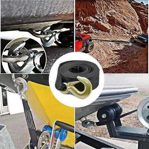 حزام ونش شديد التحمل، أشرطة سحب مع نهاية خطافية وحلقة للقارب، المقطورة، عداء الأمواج، جت سكي الصيد، استبدال القطر، ربط آمن للأسفل البحرية - 2 بوصة × 20 بوصة، قوة كسر 3500 رطل in Kuwait