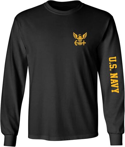 zerogravitee U.S. Navy Gold Sleeve Print Adult Long Sleeve T-Shirt in Saudi Arabia