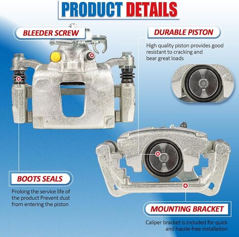 Brake Caliper Assembly with Bracket Pair Rear Compatible with 2012-2016 Chrysler Town & Country 2012-2020 Dodge Grand Caravan 2013-2015 Ram C/V Disc Brake Caliper 18B5398 18B5399 in Kuwait