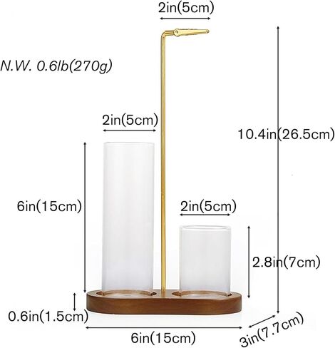 Wooden Incense Stick Holder, Dual Glass Cylinders for Anti-Ash Flying and Incense Sticks Storage, Upside Down Incense Stick Burner for Yoga, Spa, Meditation & Room Décor in Kuwait