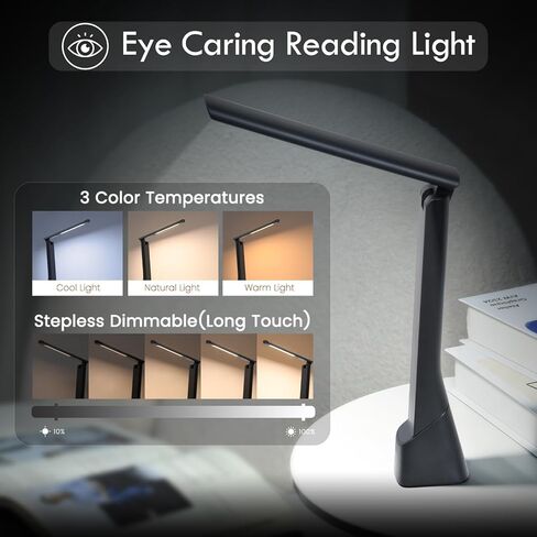 WILIT LED Desk Lamp, 800LM Bright Dimmable Table Lamp with 3 Color Modes, Bedside Lamp with Storage Base, Study Lamp with Adjustable Gooseneck, Reading Lamps for Home Office Dorm in Kuwait