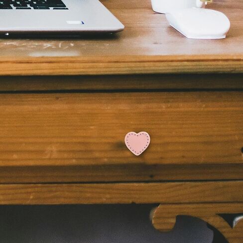 2pcs Heart Shaped Drawer Pulls Brass Single Hole Furniture Handles for Room Wardrobe and Dresser, Pink Leather Thickened Cabinet Knobs for Nursery Drawers in Kuwait