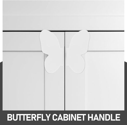 Zerodeko Butterfly Cabinet Door Handles and Drawer Pulls for ’ Room, White Finish, Furniture Hardware Set of 2, Suitable for Dresser Drawers and Cabinets in Saudi Arabia