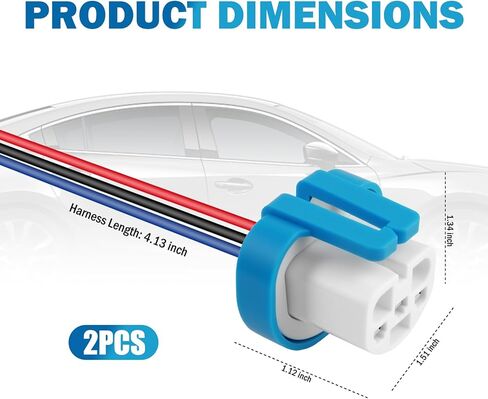 2PCS Headlight Wiring Harness Ceramic,3-Pin 9007 9004 HB1 HB5 Headlight Connector Plug for Replacement of Old Damaged,Universal Plug & Play Headlights Socket Car Accessories in Kuwait