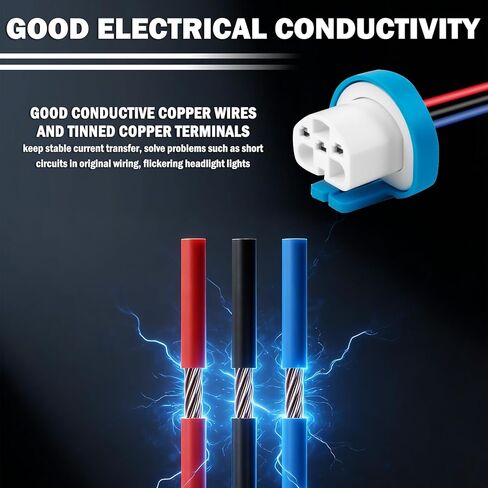 2PCS Headlight Wiring Harness Ceramic,3-Pin 9007 9004 HB1 HB5 Headlight Connector Plug for Replacement of Old Damaged,Universal Plug & Play Headlights Socket Car Accessories in Kuwait