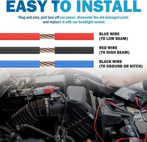 2PCS Headlight Wiring Harness Ceramic,3-Pin 9007 9004 HB1 HB5 Headlight Connector Plug for Replacement of Old Damaged,Universal Plug & Play Headlights Socket Car Accessories in Kuwait