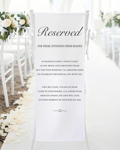 Reserved for Father of the Bride in Loving Memory Wedding Sign, Save a Seat for Someone in Heaven, Reserved Signs for Wedding 15 x 53 Inch Canvas with Straps in Saudi Arabia
