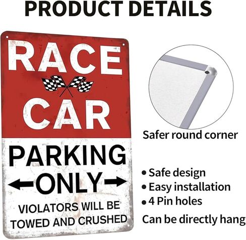 ديكور مواقف سيارات السباق العتيق مقاس 8 × 12 بوصة - ديكور حائط معدني من القصدير المتعثر لغرفة الأولاد وكهف الرجل والمرآب - هدية متينة لرياضة السيارات الريفية في الهواء الطلق وآمنة للأطفال والمراهقين وعشاق السيارات in Kuwait
