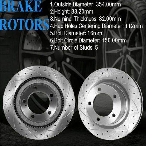 دوارات قرصية محفورة ومشقوقة واستبدال وسادات الفرامل السيراميكية لسيارة Toyota Tundra Sequoia Land Cruiser 2007-2022 Lexus LX570 2016-2021 طقم دوار فرامل قرصية in Kuwait