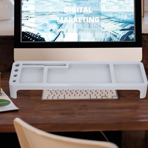 Multifunctional Keyboard Storage Rack Gray Computer Organizer Monitor Stand Space-saving Desktop Holder for Office Workspace in Kuwait