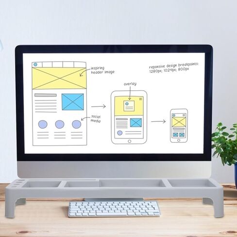 Multifunctional Keyboard Storage Rack Gray Computer Organizer Monitor Stand Space-saving Desktop Holder for Office Workspace in Kuwait