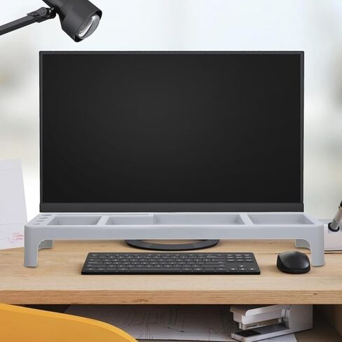 Multifunctional Keyboard Storage Rack Gray Computer Organizer Monitor Stand Space-saving Desktop Holder for Office Workspace in Kuwait