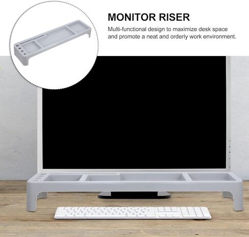 Multifunctional Keyboard Storage Rack Gray Computer Organizer Monitor Stand Space-saving Desktop Holder for Office Workspace in Kuwait