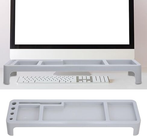 Multifunctional Keyboard Storage Rack Gray Computer Organizer Monitor Stand Space-saving Desktop Holder for Office Workspace in Kuwait