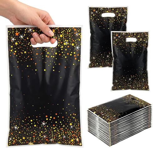 50 PCS حفلة عيد ميلاد الأكياس ، حقائب الحلوى Goodie Stripe مع مقابض ، حقائب معالجة الحفلات للأطفال الفتيات والفتيان ، حقيبة هدايا نهب البلاستيك للاستحمام للأطفال ، الحفلات in Kuwait