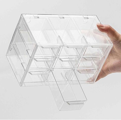 9 Grids Clear Plastic Desktop Storage Box, Transparent Organizer Drawer for Makeup, Cosmetics, Office Supplies, Space Saving & Dustproof in Saudi Arabia