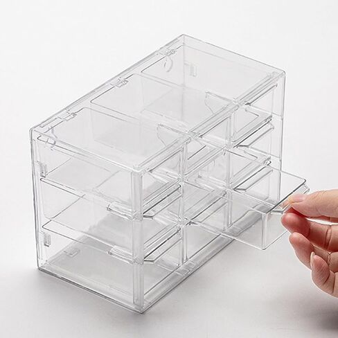 9 Grids Clear Plastic Desktop Storage Box, Transparent Organizer Drawer for Makeup, Cosmetics, Office Supplies, Space Saving & Dustproof in Saudi Arabia
