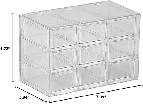 9 Grids Clear Plastic Desktop Storage Box, Transparent Organizer Drawer for Makeup, Cosmetics, Office Supplies, Space Saving & Dustproof in Saudi Arabia