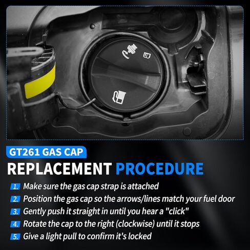 GT261 Gas Cap Compatible with Buick Cadillac Oldsmobile Chevy GMC - Skylark Regal Eldorado Bravada Achieva Blazer Camaro Malibu Jimmy and More, Fuel Tank Cap Replaces 19207873 in Kuwait