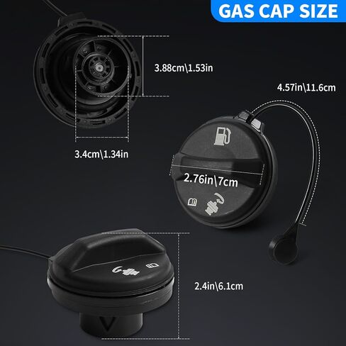 GT261 Gas Cap Compatible with Buick Cadillac Oldsmobile Chevy GMC - Skylark Regal Eldorado Bravada Achieva Blazer Camaro Malibu Jimmy and More, Fuel Tank Cap Replaces 19207873 in Kuwait