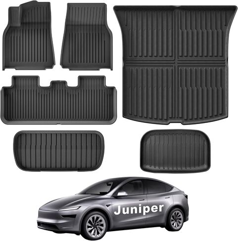 Weize 2025 2026 Tesla Model Y Juniper All Weather Cargo Liner Floor Mats 9 PCS & Double Layer Center Console Organizer 4 PCS, Full Coverage Tesla Interior Accessories Kit in Kuwait