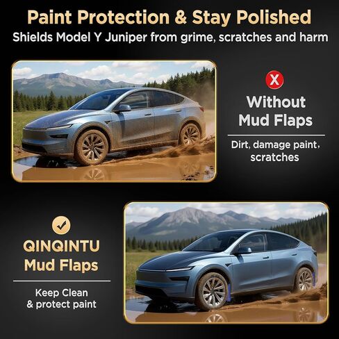 Mud Flaps for Tesla New Model Y Juniper Accessories 2025 2026 [Protect Paint,No Drilling Required] All-Weather Mud Guard Body Kits for New Launch Model Y Juniper 2025 2026 Black in Kuwait