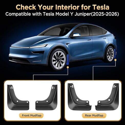 Mud Flaps for Tesla New Model Y Juniper Accessories 2025 2026 [Protect Paint,No Drilling Required] All-Weather Mud Guard Body Kits for New Launch Model Y Juniper 2025 2026 Black in Kuwait