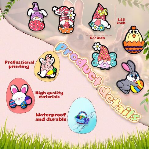 Easter Shoe Charms Easter Day Charms for Shoes, Bracelets, Wristbands, Party Favors, Kids and Adults (easter day 20pcs) in Saudi Arabia