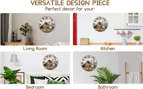 Weathered Barn Windmill Wall Clock, 10 Inch Silent Non-Ticking Timepiece, Rustic Farmhouse Decor for Living Room Kitchen Home Accents in Saudi Arabia