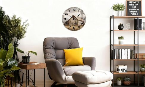 Weathered Barn Windmill Wall Clock, 10 Inch Silent Non-Ticking Timepiece, Rustic Farmhouse Decor for Living Room Kitchen Home Accents in Saudi Arabia