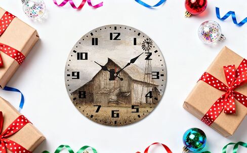Weathered Barn Windmill Wall Clock, 10 Inch Silent Non-Ticking Timepiece, Rustic Farmhouse Decor for Living Room Kitchen Home Accents in Saudi Arabia