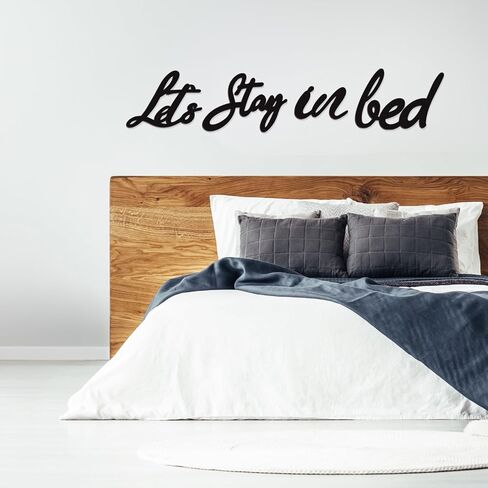 لافتة خشبية من Longan Craft Let's Stay in Bed على طراز آرت ديكو، ديكور جداري لغرفة النوم الريفية، لافتة فنية باقتباسات مضحكة، هدية عيد الحب للترحيب بالمنزل الجديد in Saudi Arabia