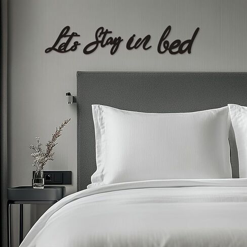 لافتة خشبية من Longan Craft Let's Stay in Bed على طراز آرت ديكو، ديكور جداري لغرفة النوم الريفية، لافتة فنية باقتباسات مضحكة، هدية عيد الحب للترحيب بالمنزل الجديد in Saudi Arabia