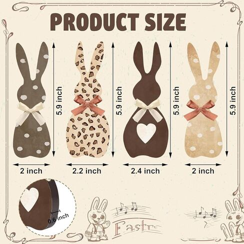 4 Pcs Easter Bunny Wooden Signs Bunny Shape Tabletop Rabbit Decor Wood Easter Decorations Freestanding Farmhouse Rabbit for Home Dining Room Office Tiered Tray Gift Indoor in Saudi Arabia