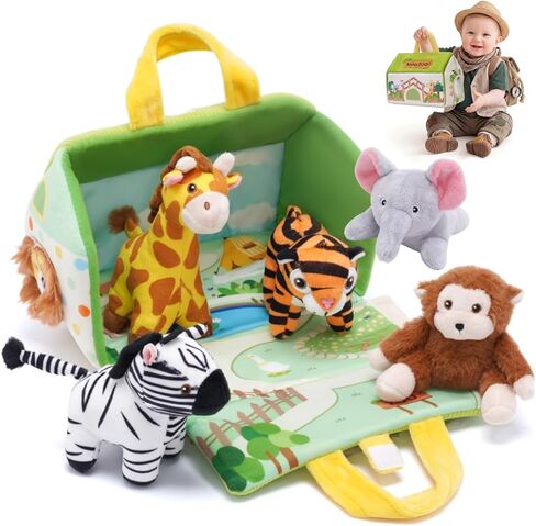 OUOZZZ CAT المحشو بالحيوان-لعبة القطيفة القاسية مجموعة مع 4 قطط ناعمة-تفاعلية وصديقة للسفر للأطفال الصغار والأطفال-هدية عيد ميلاد قابلة للوصول إلى الطفل الرضيع in Kuwait