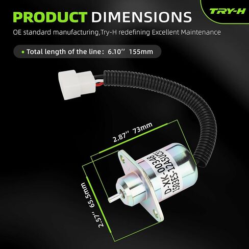 17454-60010 Fuel Shut Off Solenoid 16616-60010, 17594-60014, SA-4569T, 1503ES-12A5UC5S, 16616-60013, 16616-60015 Woodward for Kubota D905 D1005 D1105 V1205 V1305 V1505T Engines 12VDC in Kuwait