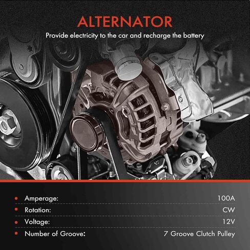 مولد كهربائي ممتاز متوافق مع Toyota RAV4 2006 2007 2008، L4 2.4L، 12V 100A CW 7-Groove Clutch Pulley، استبدال # 1042104790، 1042104791، 1042104792، 27060-28300 in Saudi Arabia