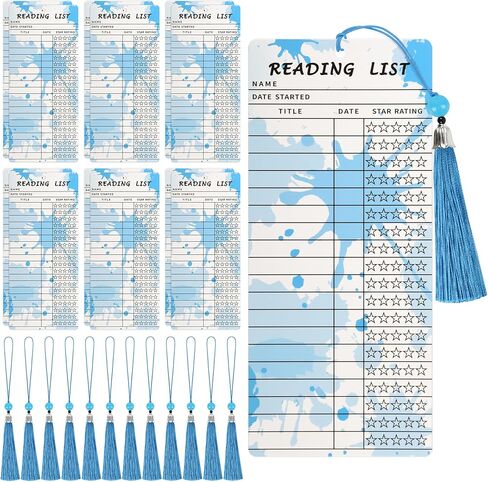 Book Themed Party Favor, 12 PCS Reading List Bookmarks with 12 PCS Black Tassels, Book Club Party Decor Decoration, Bookish Item Gifts, Library Card, Bookmark Bulk, Book Accessories, School Supplies in Saudi Arabia