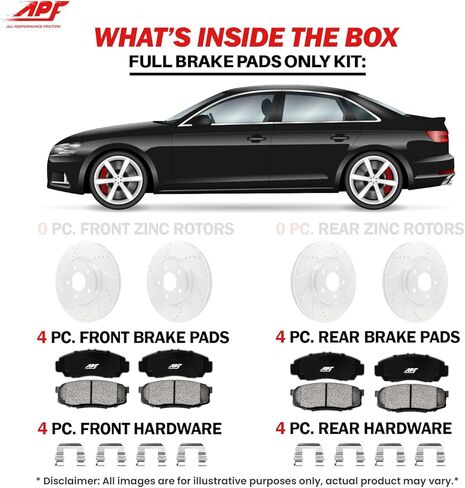 APF Front and Rear Pads Compatible for 2009-2017 Nissan Maxima Ceramic Carbon Fiber Brake Pads | OEM Fitment | Low Noise | Dust Free | 10YR WTY | 8 Brake Pads in Kuwait