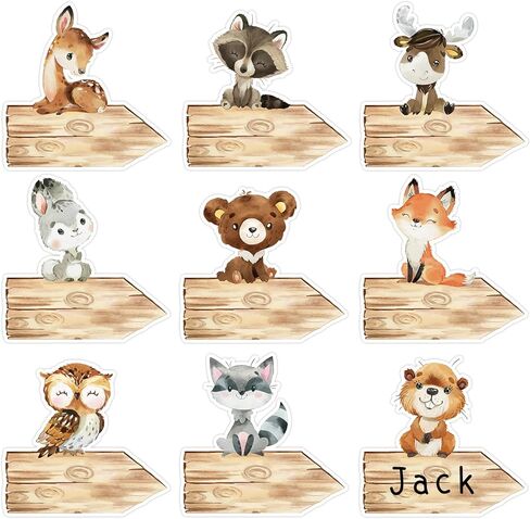 Whaline Woodland Animal Name Tag Stickers 144Pcs Self-Adhesive Nameplate Decal Watercolor Forest Animals Blank Name Label for Bulletin Board Desk Office Classroom Wall Decor in Saudi Arabia