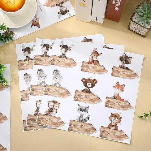 Whaline Woodland Animal Name Tag Stickers 144Pcs Self-Adhesive Nameplate Decal Watercolor Forest Animals Blank Name Label for Bulletin Board Desk Office Classroom Wall Decor in Saudi Arabia