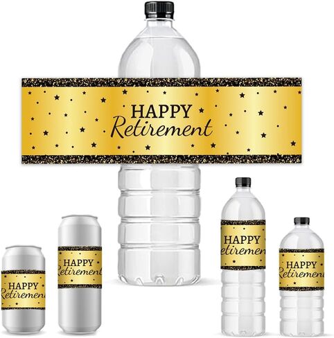 PH PandaHall 30pcs Retirement Water Bottle Labels, Happy Retirement Stickers, 8.5x2.5 inch in Saudi Arabia